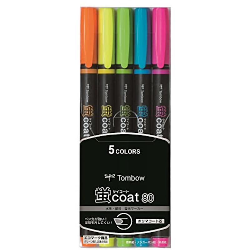 トンボ鉛筆,蛍光ペン 蛍コート80 5色,WA-SC5C