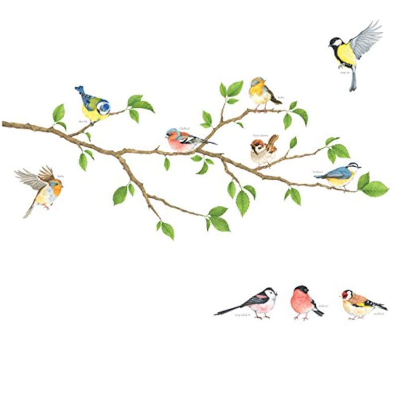 Decowall,園芸用の鳥と枝 ウォール ステッカー,DA-1804