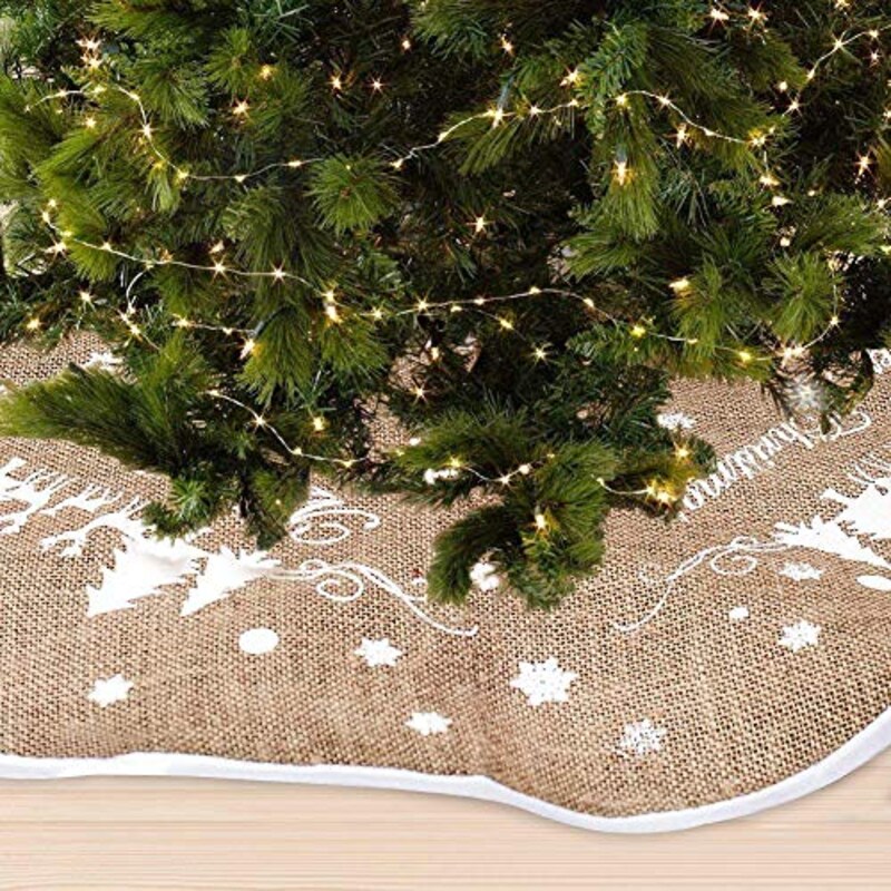 Qiumi,Qiumi リネンクリスマスツリースカート,B07K6DLSRK