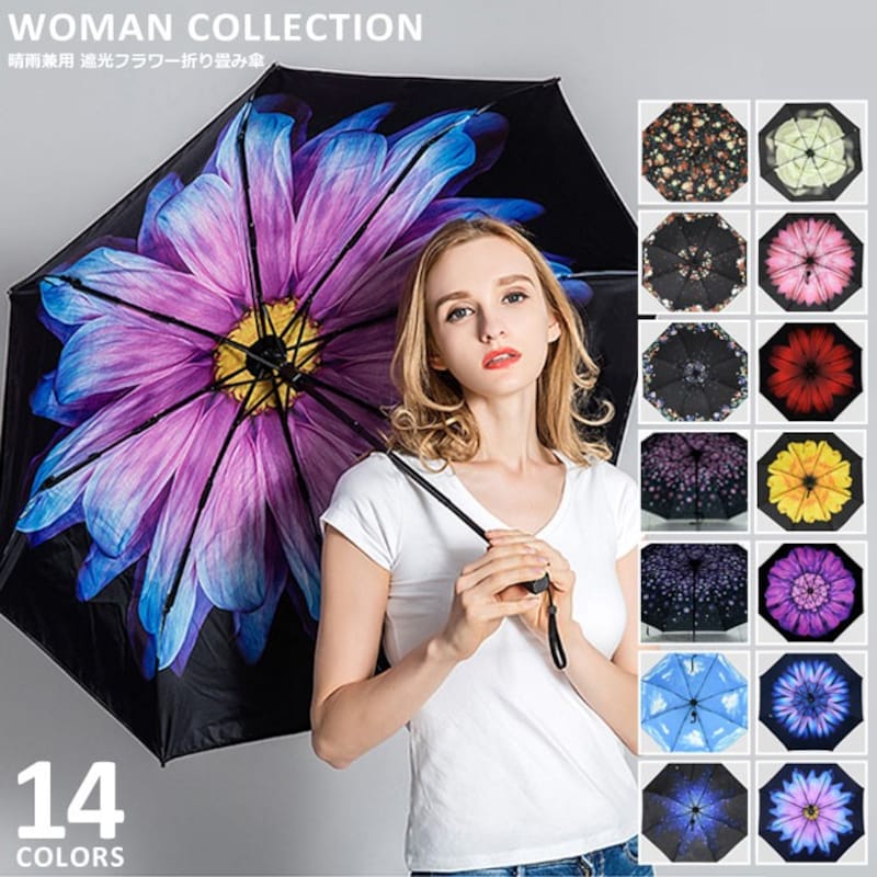 WOMAN COLLECTION（ウーマンコレクション）,晴雨兼用　遮光フラワー折りたたみ傘,rain-009