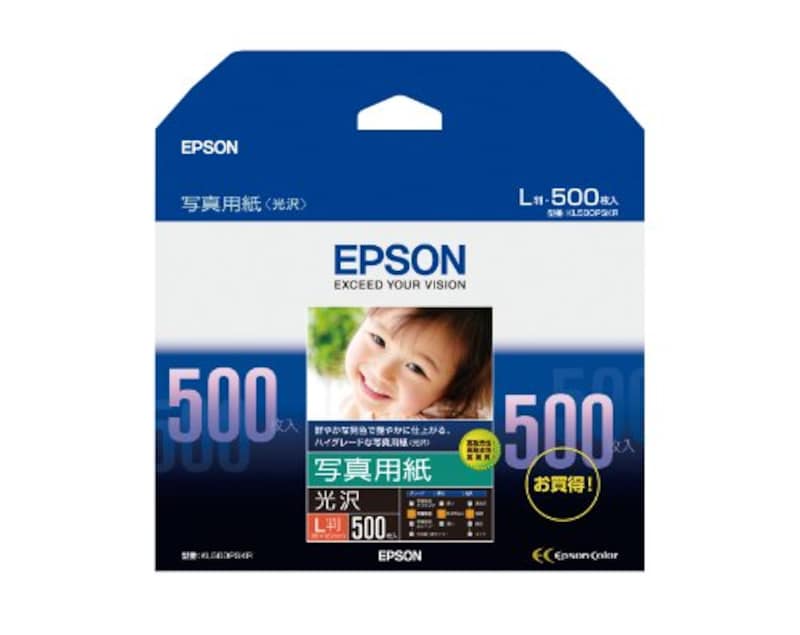 EPSON（エプソン）,写真用紙[光沢] L判 500枚,KL500PSKR
