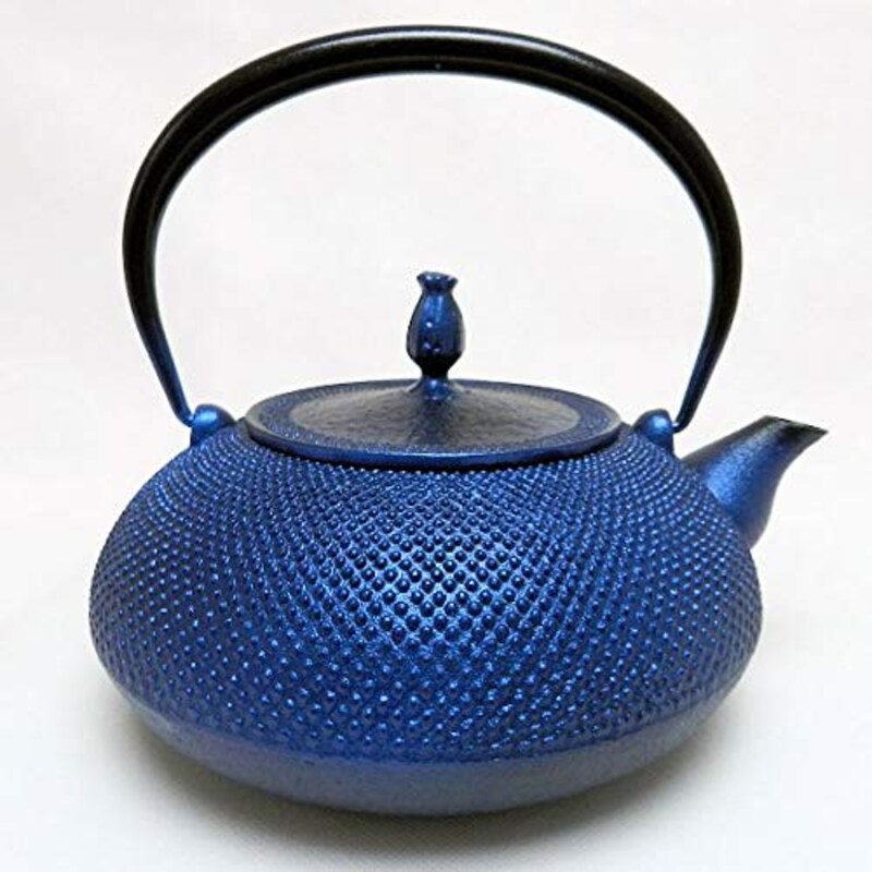 南部鉄器 宝生堂,IH対応鉄瓶(鉄蓋)平丸アラレ,700095