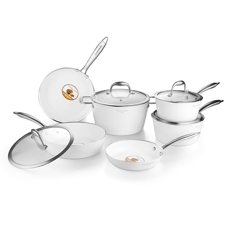Cooksmark,セラミック コーティング鍋セット 10点セット IH対応 ハクチョウシリーズ