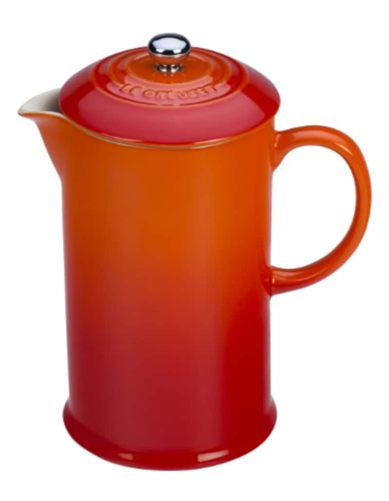 Le Creuset （ル・クルーゼ）,Flame Stoneware 27 Ounce French Press Coffee Maker
