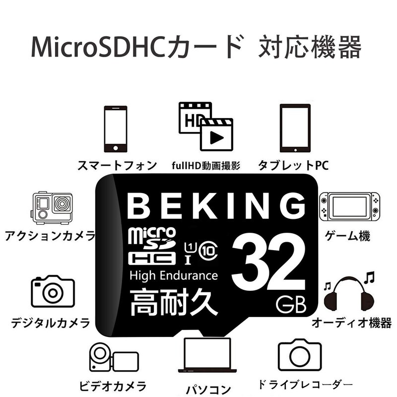 Beking,高耐久マイクロSDカード 32GB,GNJ32B