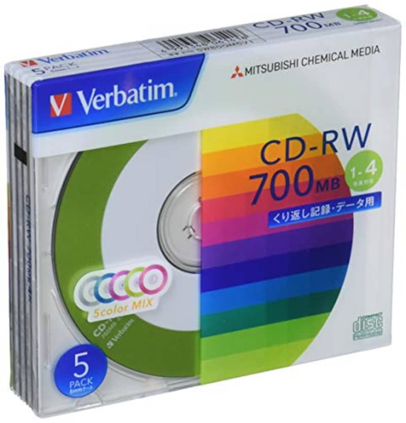 三菱ケミカルメディア,くり返し記録用 CD-RW 700MB 5枚,SW80QM5V1