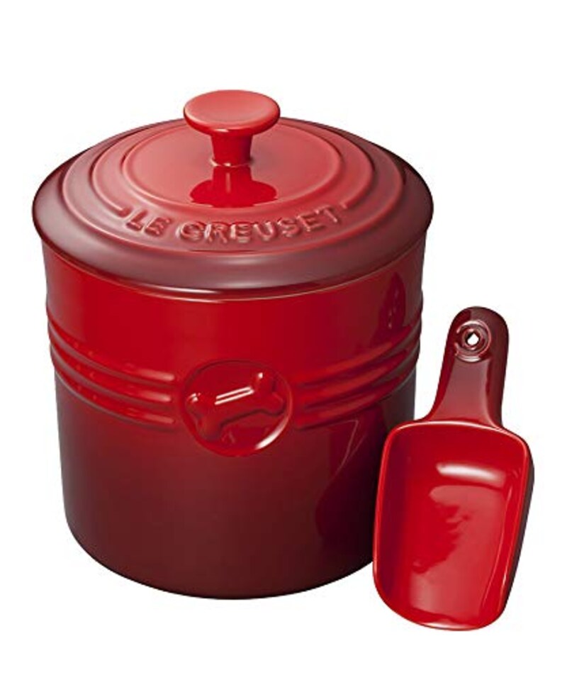 ル・クルーゼ(Le Creuset) ,ペットフード・コンテナー(スクープ付き) チェリーレッド