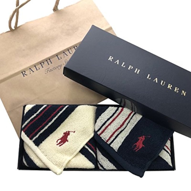 Ralph Lauren（ラルフローレン ）,ハンドタオル ハンカチ 2枚セット ギフトBOX付き