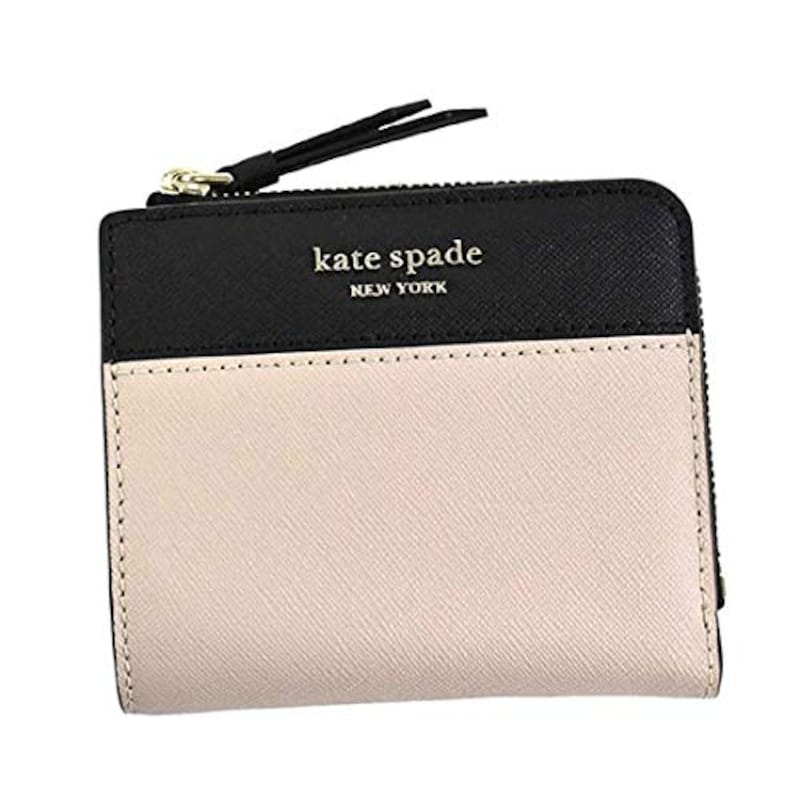 Kate spade,二つ折り財布 ベージュ×ブラック