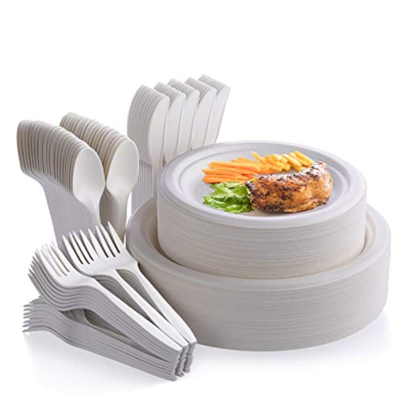 Fuyit,使い捨て食器セット 堆肥化サトウキビカトラリー食器