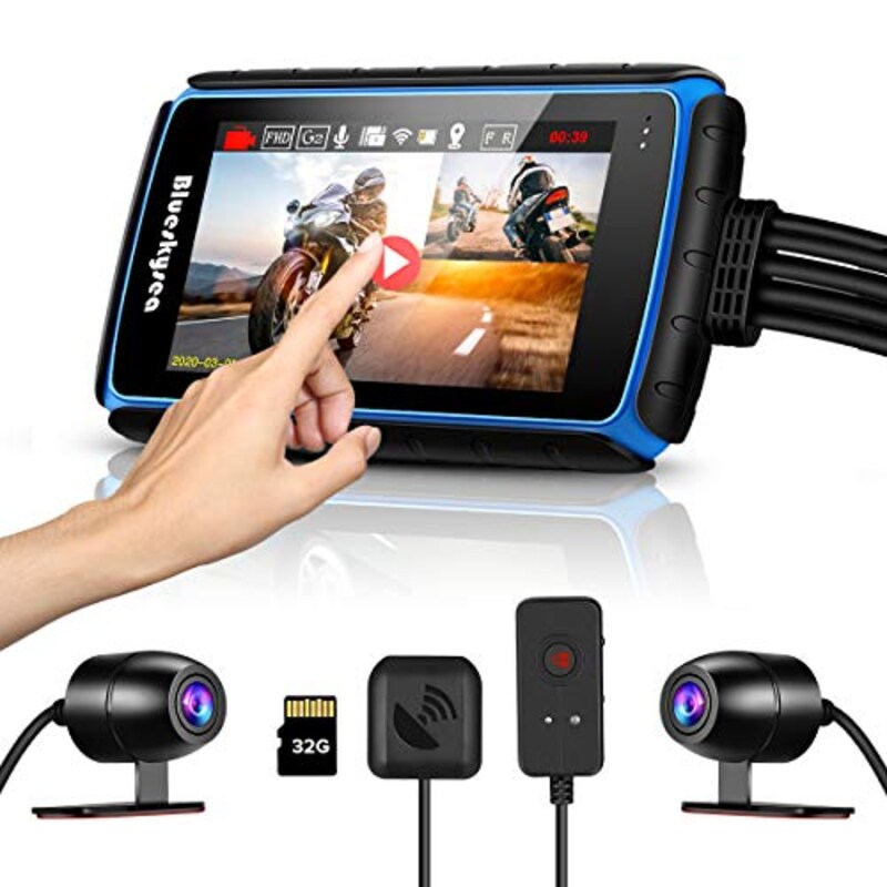 Blueskysea,2020年版 バイク用ドライブレコーダー タッチパネル,DV988