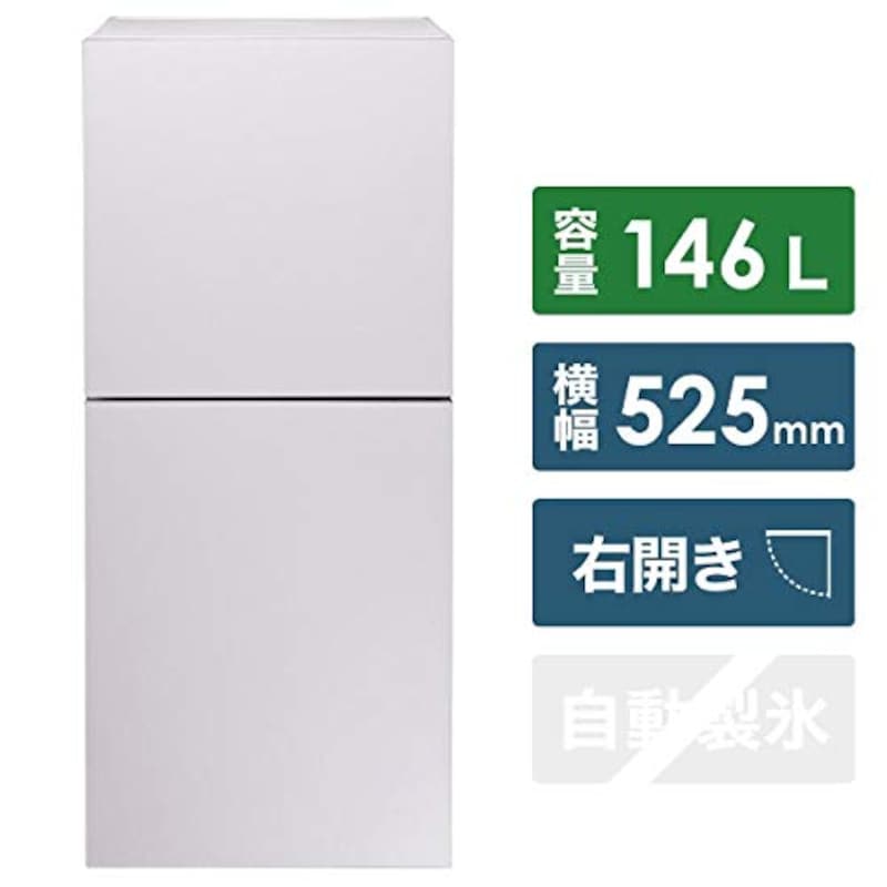 TWINBIRD(ツインバード工業),2ドア冷凍冷蔵庫ハーフ&ハーフ 146L,HR-E915PW
