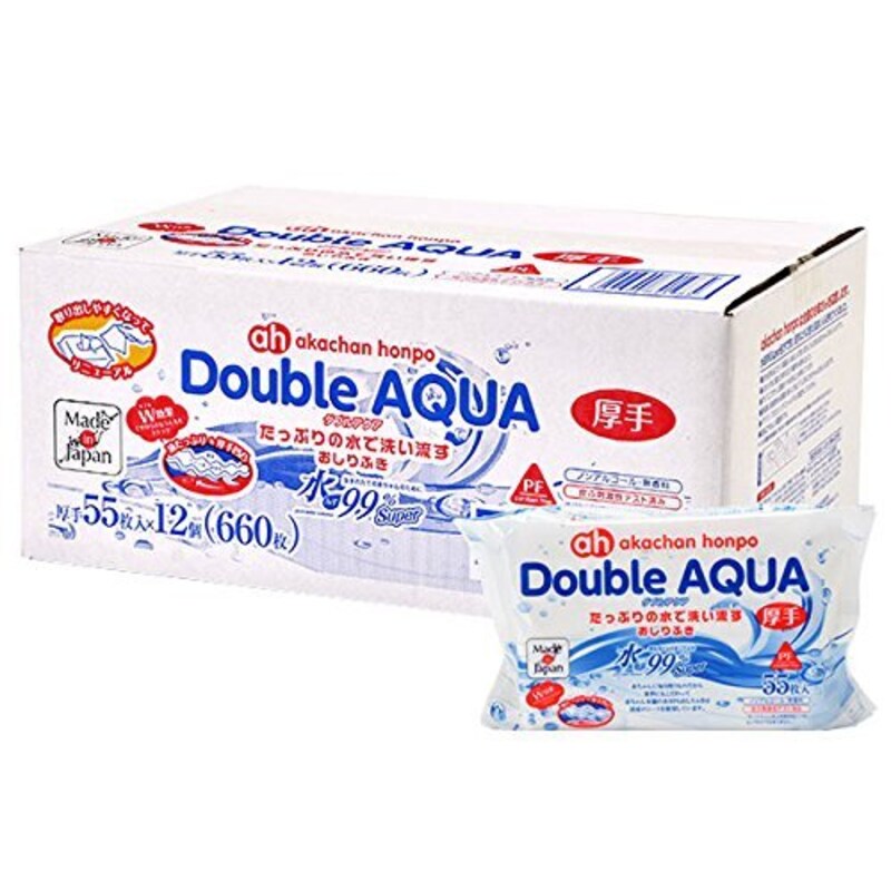 アカチャンホンポ,Double AQUA(ダブルアクア)たっぷりの水で洗い流すおしりふき