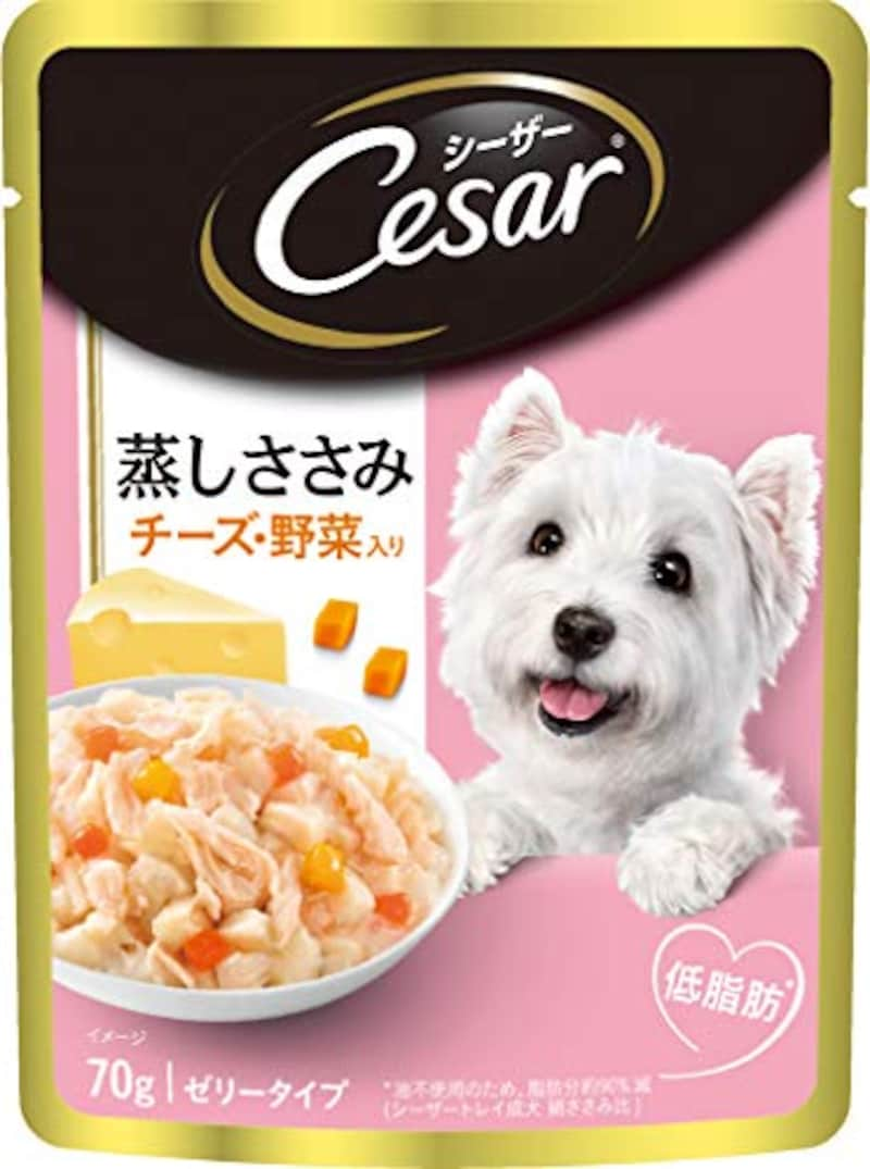 シーザー,パウチ 成犬用 蒸しささみ チーズ・野菜入り