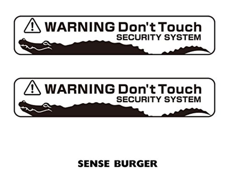 SENSE BURGER,セキュリティステッカー 2枚セット ワーニング ブラック 車用 カッティング