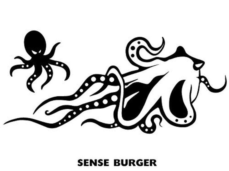 SENSE BURGER,オクトパス オリジナル デザイン デカール ステッカー 車ガラス 給油口 黒 #P01.