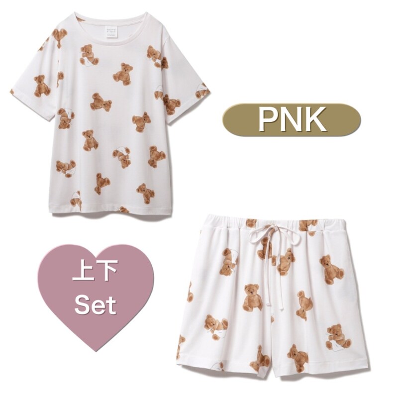 gelato pique(ジェラート ピケ),ジェラート ピケ ベア柄抗菌防臭Tシャツ&ショートパンツ上下セット,PWCT211212、PWCP211213