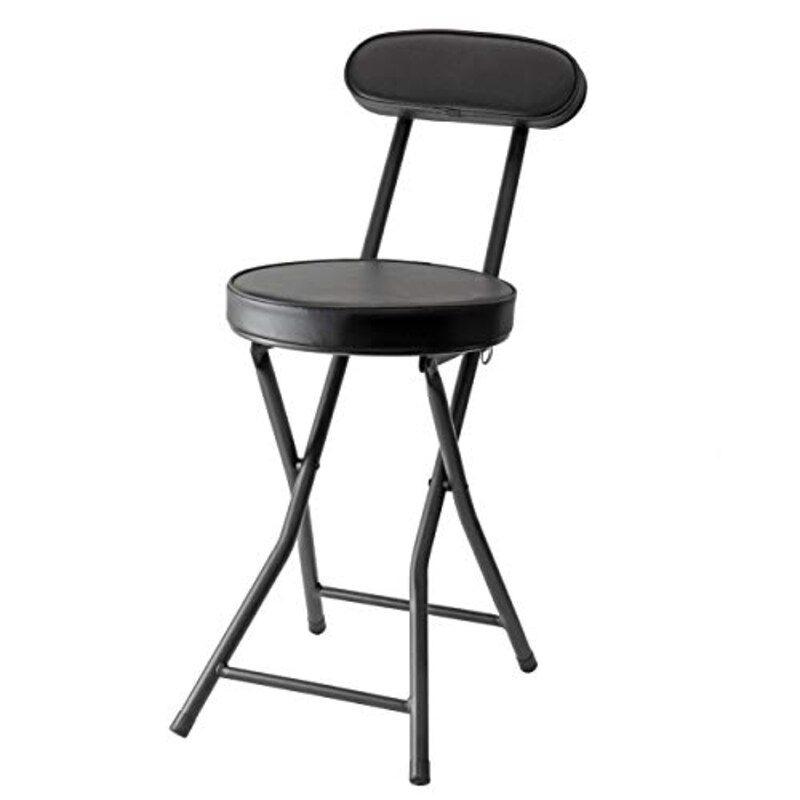 パール金属(PEARL METAL),パール金属 折りたたみ パイプ チェア 限定 マット ブラック 高さ 73cm 背付 コンパクト 椅子 BLKP 黒,N-7572