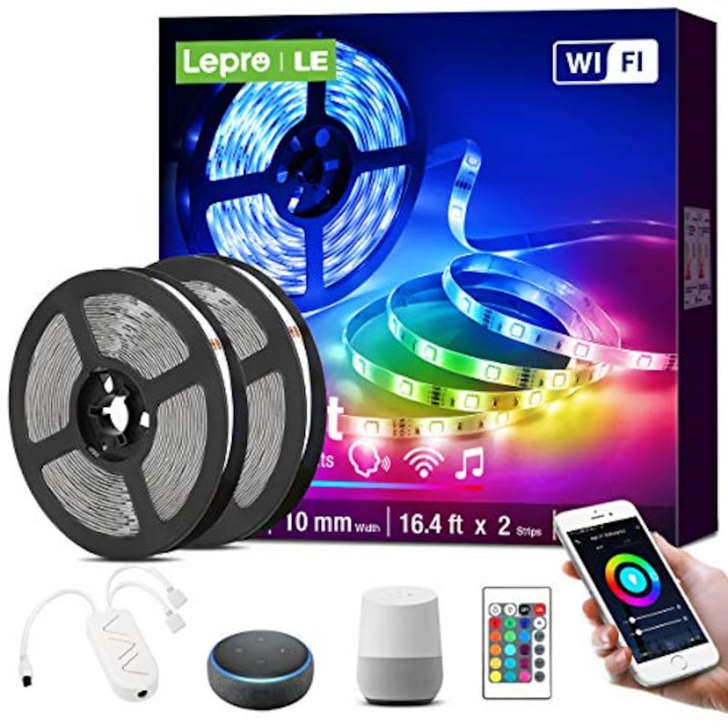 Lepro,LEDテープライト RGB ストリップライト Alexa Echo