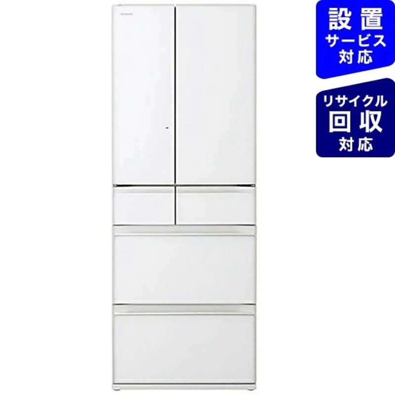 HITACHI(日立),6ドア冷蔵庫 クリスタルホワイト,R-HW60R