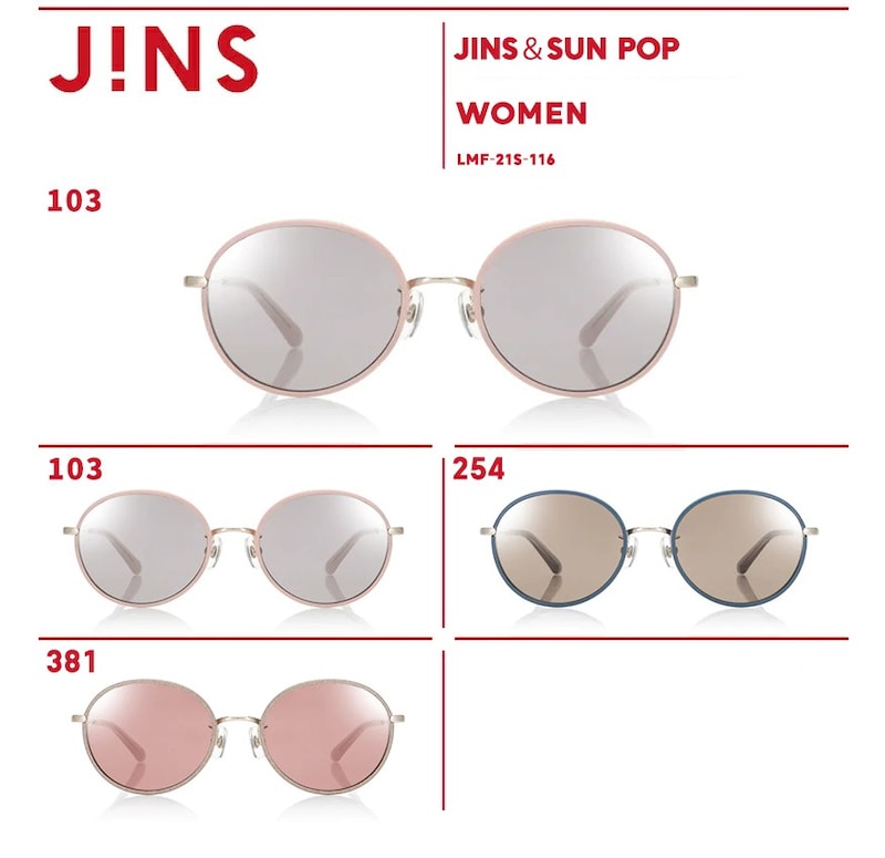 JINS(ジンズ),サングラス オーバル レディース アジアンフィット,LMF-21s-116