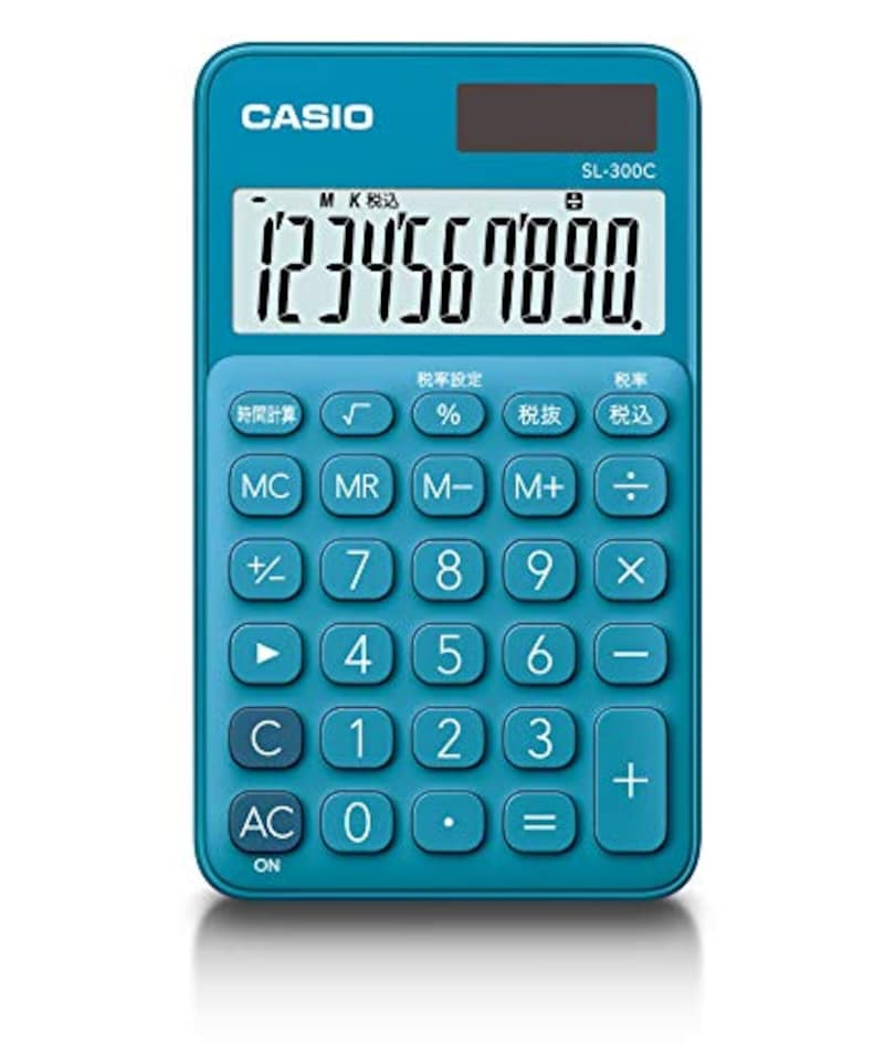 CASIO（カシオ）,カラフル電卓 レイクブルー 10桁 手帳タイプ,SL-300C-BU-N