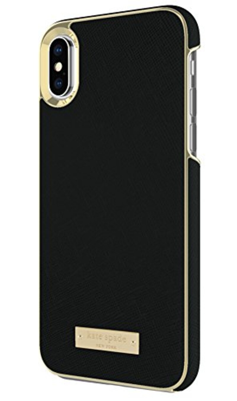Kate spade(ケイトスペード),iPhone X ラップケース サフィアーノ・レザー(ブラック)