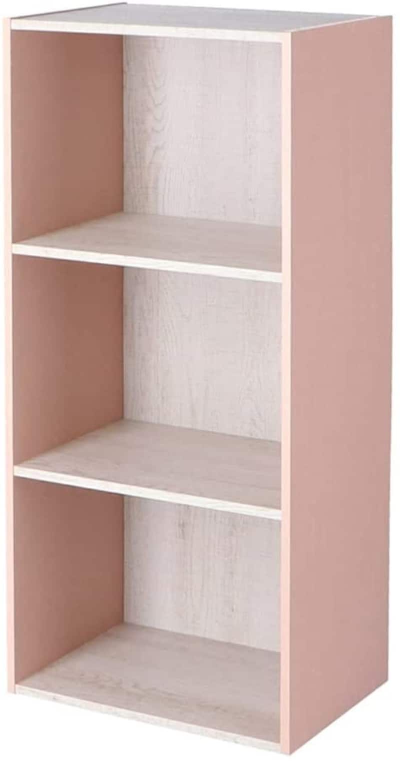 コーナン,オリジナル 3段カラーボックス ウッド ホワイト+ピンク