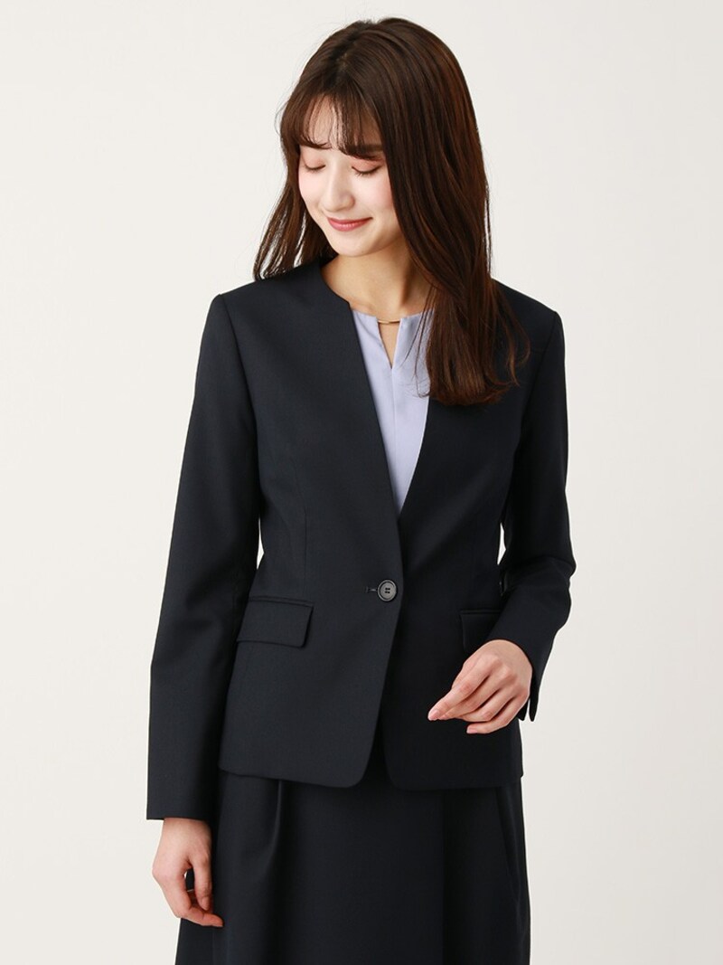 THE SUIT COMPANY（ザ・スーツカンパニー）,ウォッシャブル ギャバストレッチキーネックジャケット 通年用