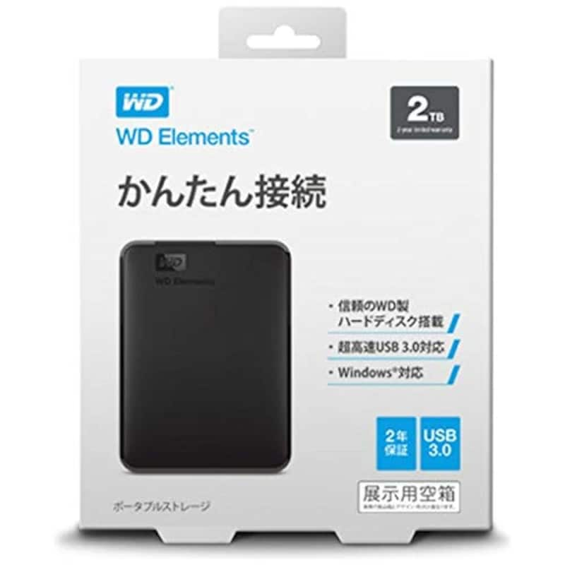 Western Digital（ウエスタンデジタル）,WD Elements ポータブルストレージ 2TB,WDBUZG0020BBK-JESN