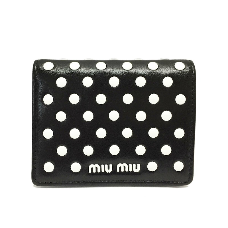 MIU MIU（ミュウミュウ）,ドットスタッズ ナッパレザー 折財布