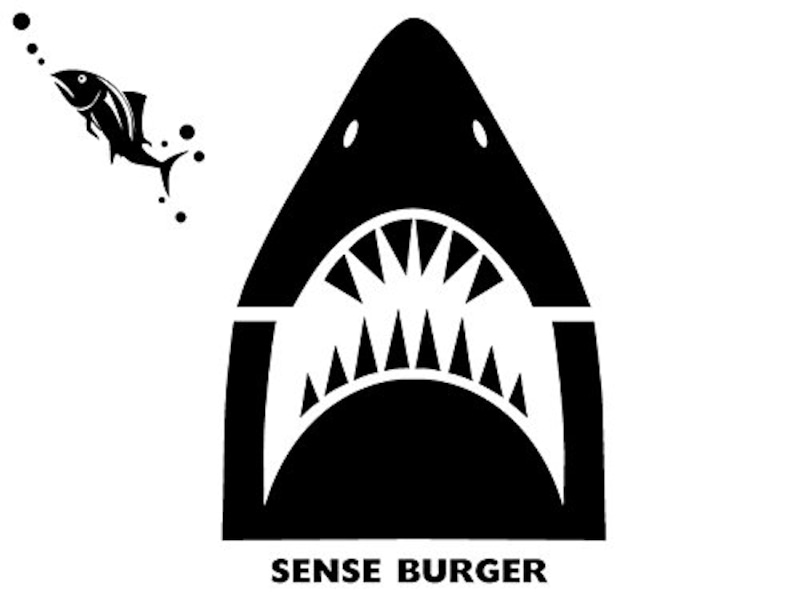 SENSE BURGER,シャークステッカー サメステッカー ハスラー エンブレムステッカー カッティング ブラック