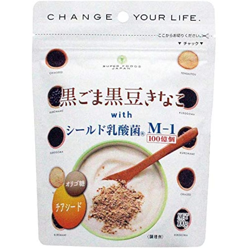SUPER FOODS JAPAN,黒ごま黒豆きなこwithシールド乳酸菌M-1