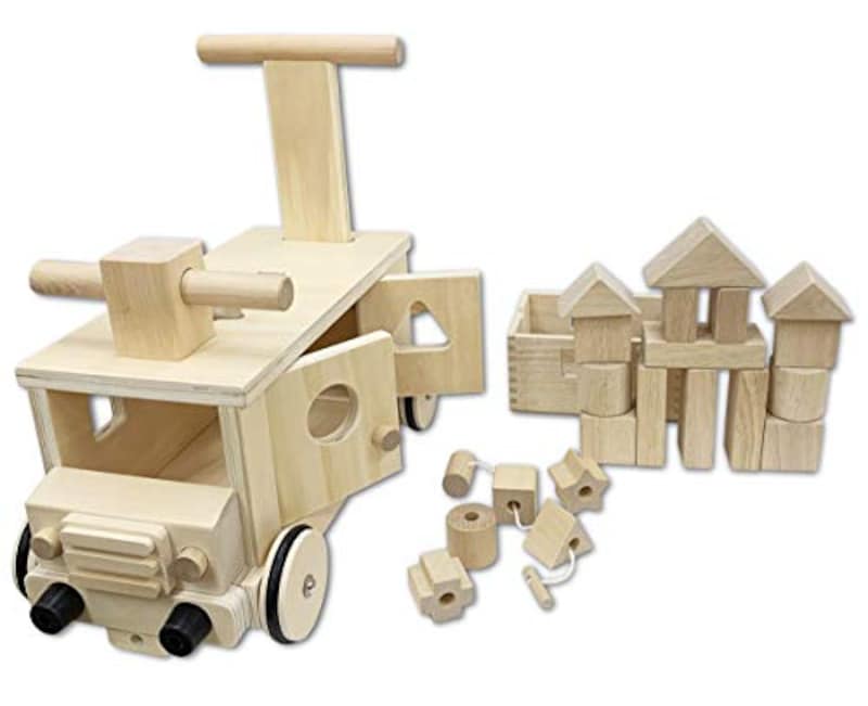 きこりのおもちゃ,木製つみきバス