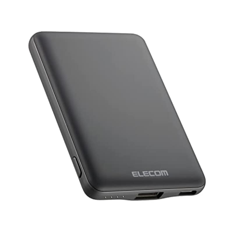 ELECOM（エレコム）,薄型コンパクトモバイルバッテリー,DE-C37-5000DGY