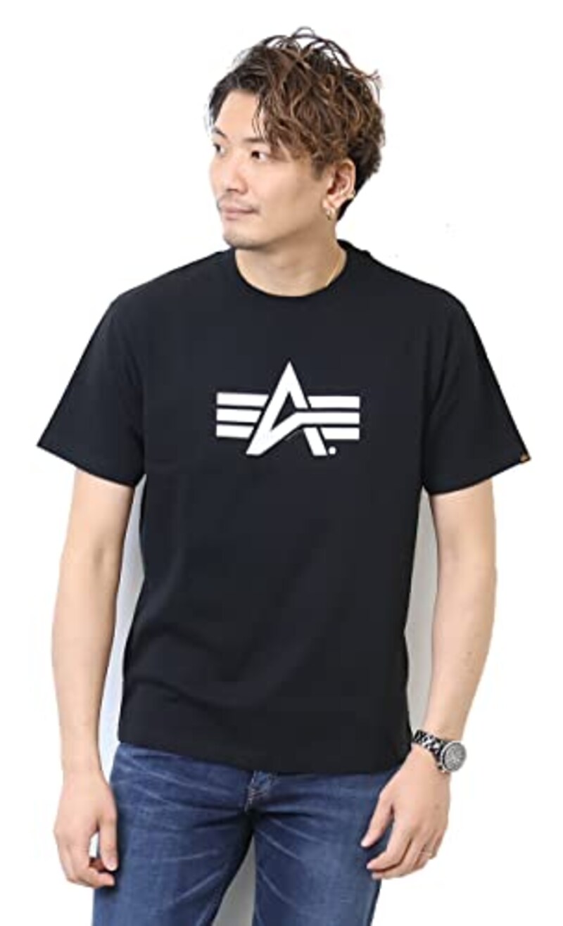 ALPHA INDUSTRIES INC（アルファ インダストリーズ）,Aマークロゴプリント半袖Tシャツ,TC1570