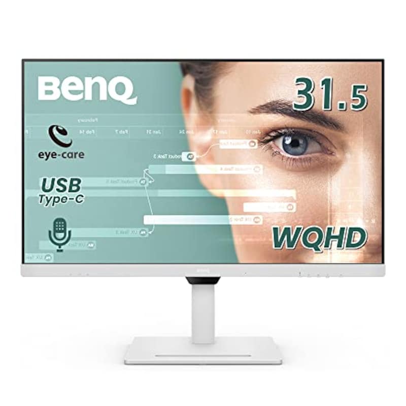 BenQ（ベンキュー）,アイケアモニター (31.5インチ/WQHD/IPS/USB Type-C 65W給電/HDMI/DP/ノイズキャンセリングマイク内蔵/ノイズフィルタースピーカー付き(2W×2)/デイジーチェーン/コーディングモード/輝度自動調整機能(B.I. Gen2)搭載/ブルーライト軽減プラス/フリッカーフリー/カラーユニバーサルモード/高さ調整/回転(ピボ
