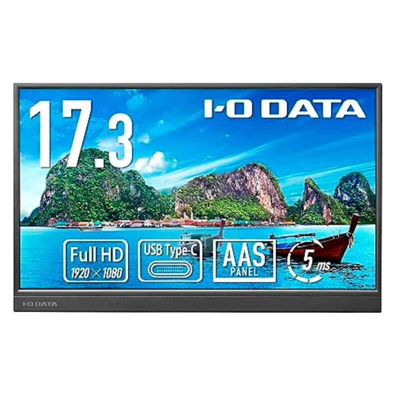 I.O DATA（アイ・オー・データ）,モバイルモニター 17.3インチ フルHD (Switch/PC対応/HDMI(ミニ)/Type-C/スピーカー付/メーカー3年保証/土日サポート/日本メーカー) EX-YC171D