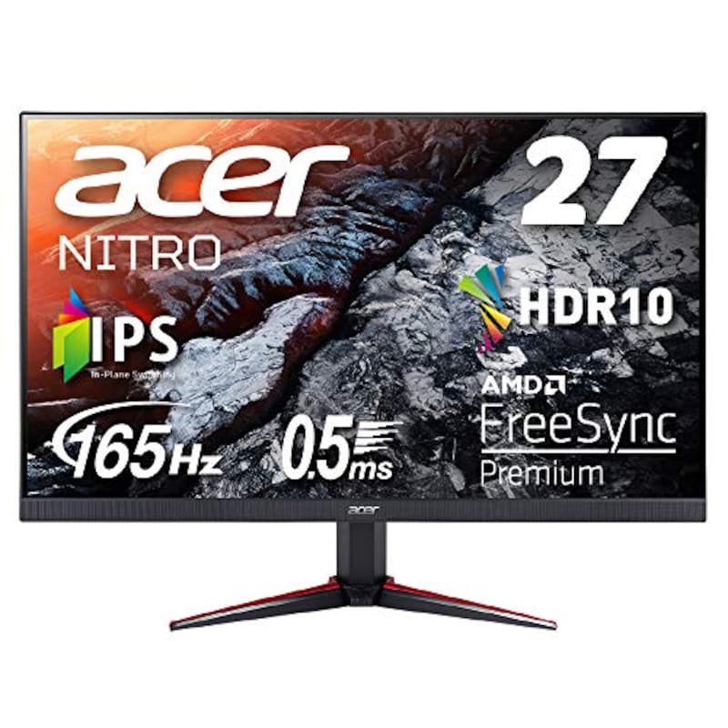 Acer（エイサー）,ゲーミングモニター Nitro VG270Sbmiipfx 27インチ IPS 非光沢 フルHD 165Hz 0.5ms(GTG, Min.) PC/PS5/Xbox X/S向き HDMI AMD FreeSync™ Premium対応 HDR 10 スピーカー内蔵 VESAマウント対応 チルト フリッカーレス ブルーライト軽減