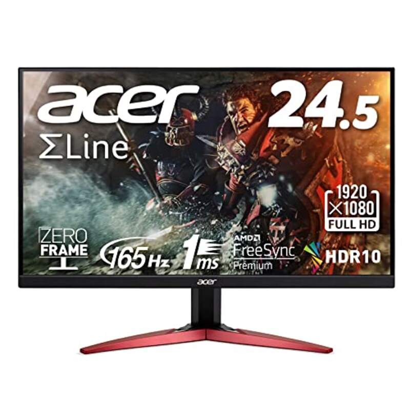 Acer（エイサー）,ゲーミングモニター SigmaLine KG251QSbmiipx 24.5インチ VA 非光沢 フルHD 165Hz 1ms (VRB) FreeSync Premium 広視野角178° スピーカー内蔵 VESAマウント対応 チルト フリッカーレス ブルーライト軽減