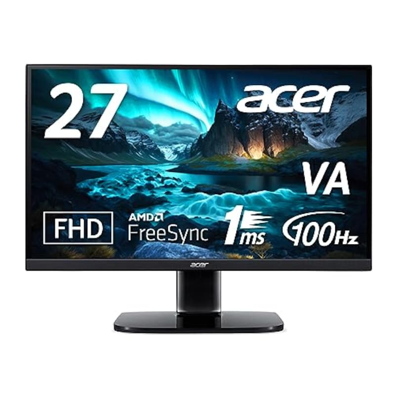 Acer（エイサー）,モニター 27インチ フルHD VA 非光沢100Hz 1ms HDMI ミニD-Sub15 VESAマウント対応 スピーカー内蔵 AMD FreeSync KA272Hbmix