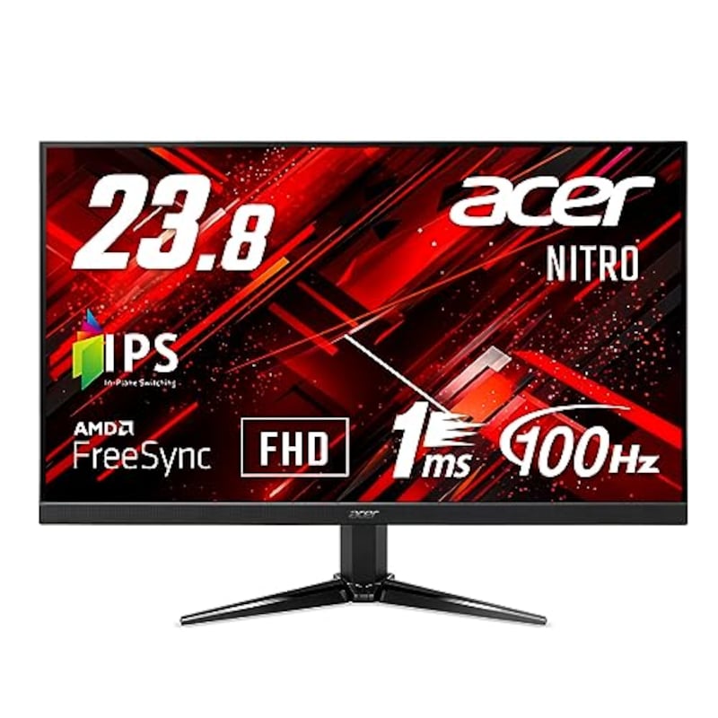 Acer（エイサー）,ゲーミングモニター Nitro QG241YEbmiix 23.8インチ IPS 非光沢 フルHD 100Hz 1ms(VRB) HDMI ミニD-Sub15 VESAマウント対応 スピーカー内蔵 ヘッドホン端子 AMD FreeSync