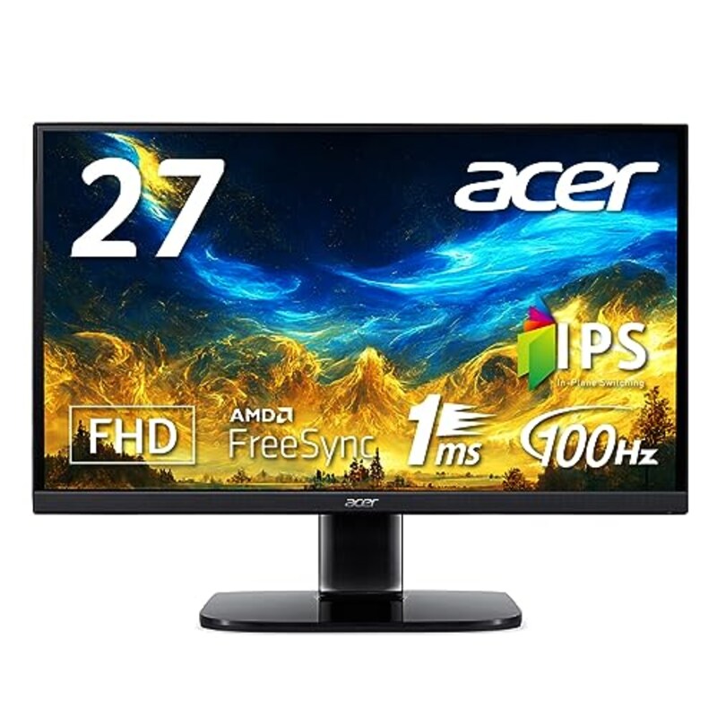Acer（エイサー）,モニター AlphaLine KA272Ebmix 27インチ IPS 非光沢 フルHD 100Hz 1ms(VRB) HDMI ミニD-Sub15 VESAマウント対応 スピーカー内蔵 ヘッドホン端子 AMD FreeSync