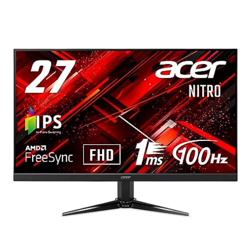 Acer（エイサー）,ゲーミングモニター Nitro QG271Ebmiix 27インチ IPS 非光沢 フルHD 100Hz 1ms(VRB) PC/PS4/Switch向き HDMI ミニD-Sub15 VESAマウント対応 スピーカー内蔵 ヘッドホン端子 AMD FreeSync