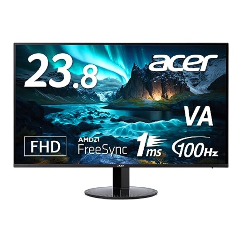 Acer（エイサー）,スタンダードモニター 23.8インチ VA 非光沢 フルHD 100Hz 1ms HDMI ミニD-Sub15 スピーカー内蔵 ヘッドホン端子 AMD FreeSync SA241YHbmix