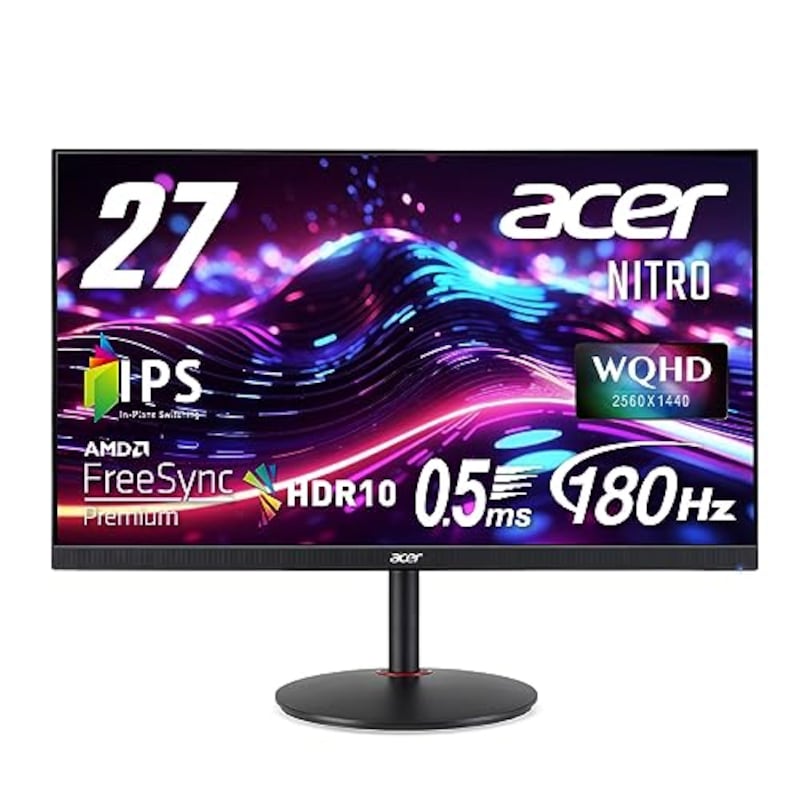 Acer（エイサー）,Nitro ゲーミングモニター 27インチ IPS 非光沢 WQHD 144Hz 180Hz 0.5ms HDMI 2.0 VESAマウント対応 スピーカー内蔵 ヘッドホン端子 ピボット機能 高さ調整 XV271UM3bmiiprx