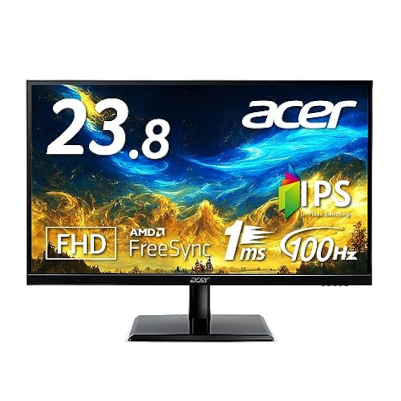 Acer（エイサー）,スタンダードモニター 23.8インチ IPS フルHD 100Hz 1ms スピーカー・ヘッドホン端子搭載