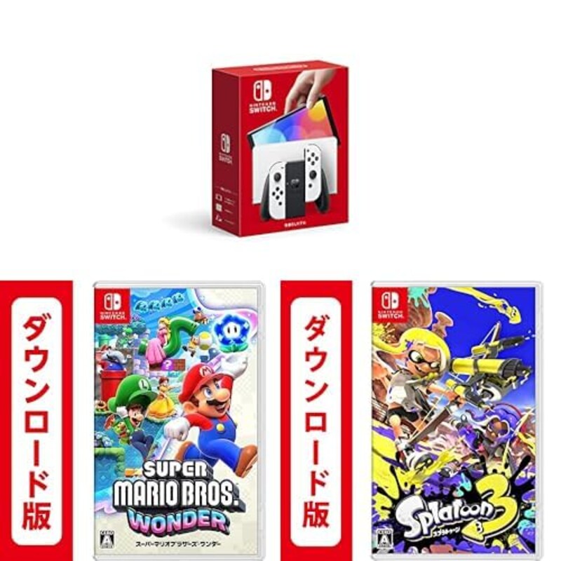 Nintendo（ニンテンドー）,Nintendo Switch（有機ELモデル）ホワイト ＋ スーパーマリオブラザーズ ワンダー・スプラトゥーン3