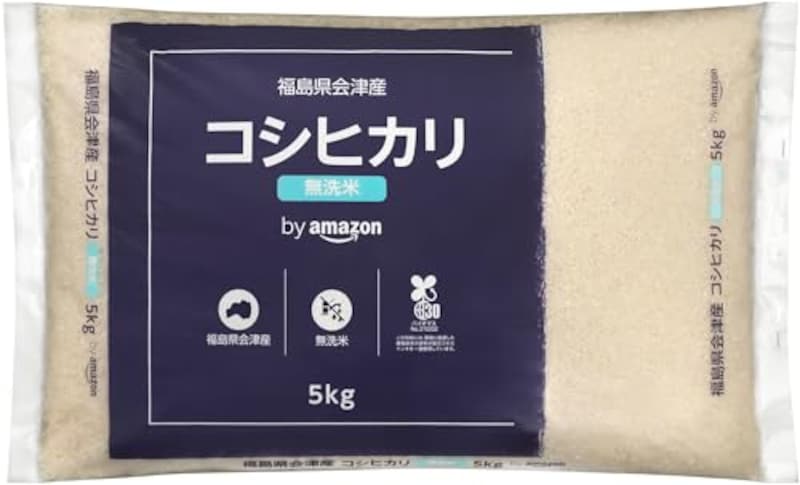 by Amazon,会津産 無洗米 コシヒカリ 5kg