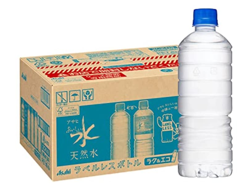 アサヒ飲料,おいしい水 天然水 ラベルレスボトル PET600ml×24本